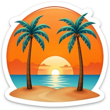 florida plam trees and sunset orange sticker