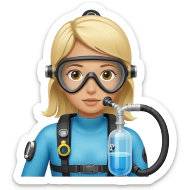 scuba diving girl blonde with oxygen tank sticker