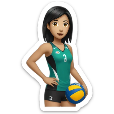 Voley player female with black hair playing sticker