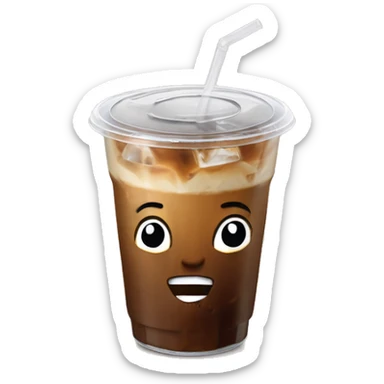 Cold coffee with ice cubes In a plastic cup 450 ml sticker