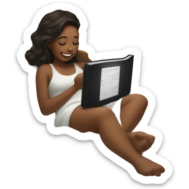 Girl in bed with kindle sticker