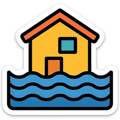 stylized flood illustration sticker