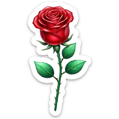 Red crystal rose and stem sticker