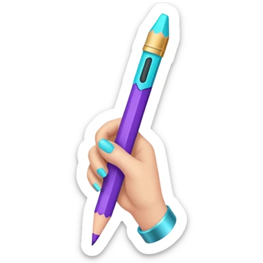 Glitter Purple and Cian pencil hand write  sticker