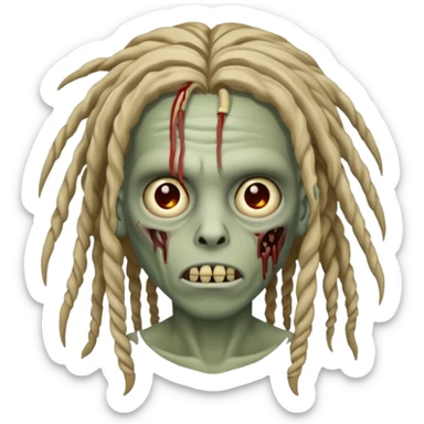 half zombie with locs sticker