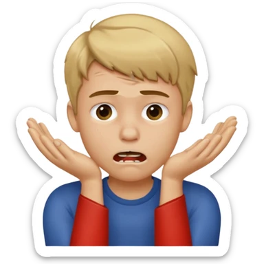 boy with dirty blonde hair choking himself with two hands sticker