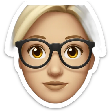 White girl Brown eye and long brown hairs with big cercle glasses sticker