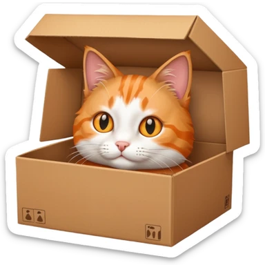 cat inside of box sticker