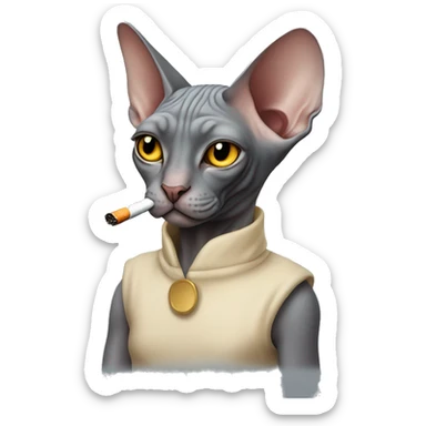 Sphynx cat smoking a cigarette sticker