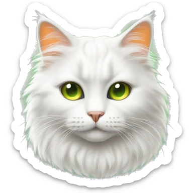 Fluffy white cat with orange marks and green eyes sticker
