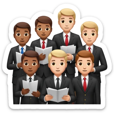 5 mens in business suits studying papers sticker