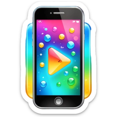 smartphone with a play button and sparkles sticker