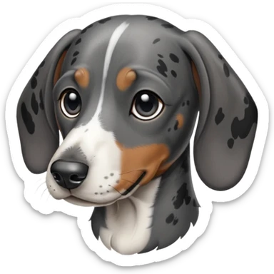 black white and gray brindle dachshund-great dane face sticker