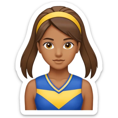 brownskin cheerleader straight hair and the uniform is blue and yellow sticker