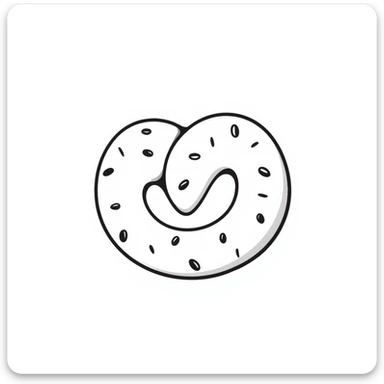 hand drawn doodle style simit, simple lines, black and white, minimal detail, isolated on white background sticker