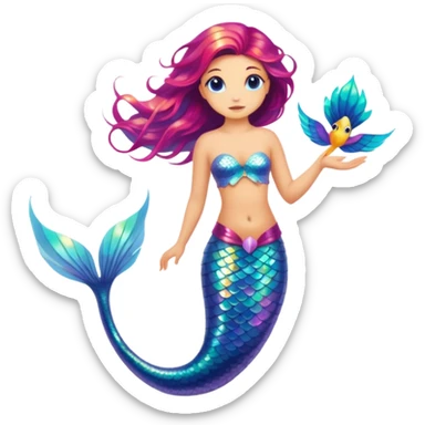 mermaid bird sticker