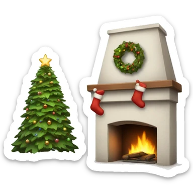 Christmas fireplace sticker