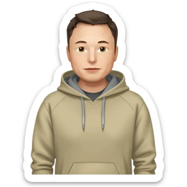 elon musk in gray hoodie full height sticker