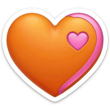 orange heart with pink highlights sticker