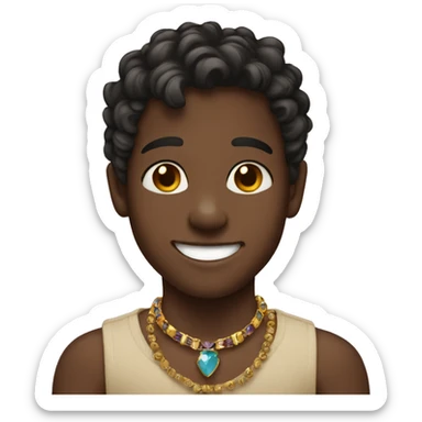 smiling boy with jewelry darker skin color sticker
