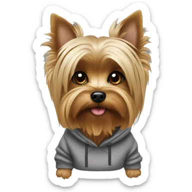 Yorkie wearing a sweatshirt  sticker