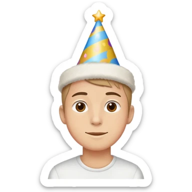 My brother wearing a birthday hat sticker