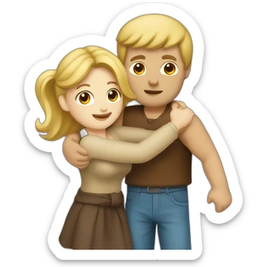 hug blonde woman and brown-haired man sticker