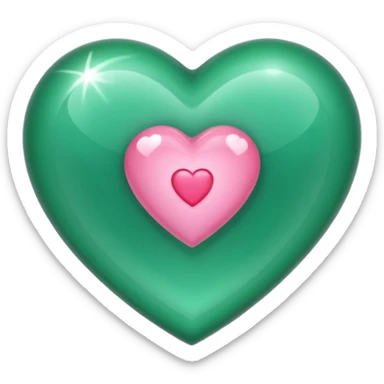 emerald heart with one mini pink heart inside of it  sticker