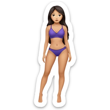 asian nude woman standing in sexy pose, beautiful face, full body, long dark hair sticker