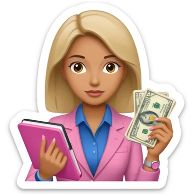 Libreta rosa, reloj femenido blanco y un dolar sticker