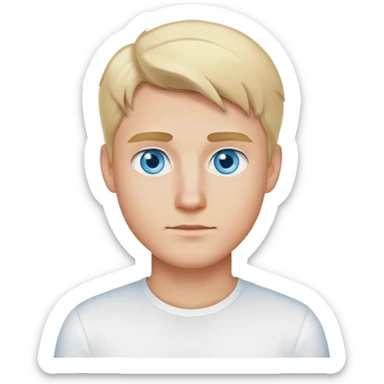 blonde man with blue eyes and white shirt sticker