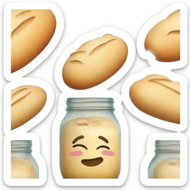 Smiling lump of bread dough in a mason jar sticker