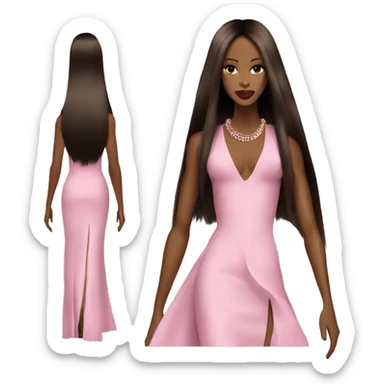 Naomi Campbell pretty runway long hair pink outfit  sticker