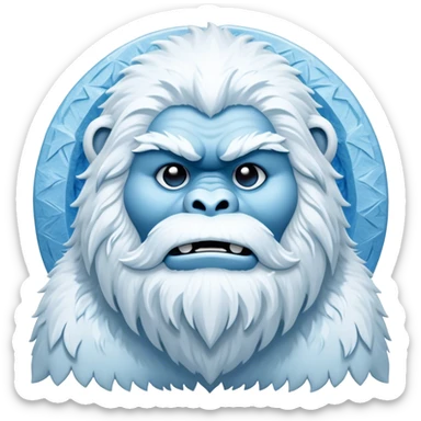 Cinematic Noble Yeti Portrait Emoji, Grand and enigmatic, with a towering, snow-dusted figure in pristine whites and cool blues, exuding ancient, mystical wisdom and stoic majesty, simplified yet exquisitely detailed with frosty textures, glowing with a gentle, icy outline that captures the awe-inspiring presence of a guardian of the frozen wilds! sticker