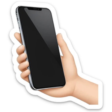 one hand showing iphone 17 pro with black screen, only hand and phone sticker