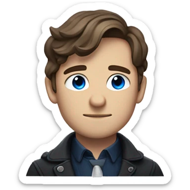 Klaus man with middle brown hair and blue eyes from umbrella academy  sticker