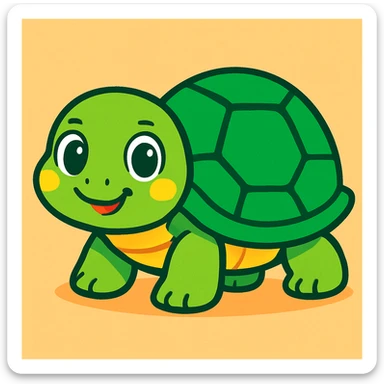 cute turtle, cartoon style sticker