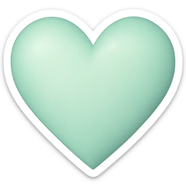 heart with a soft mint green gradient, digital illustration sticker