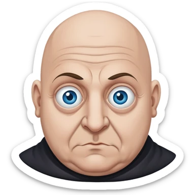 uncle fester, blue eyes, less chubby, brown eyebrows sticker