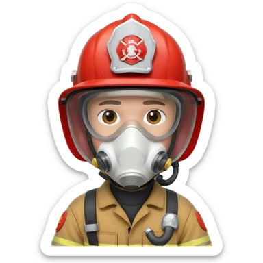 Firefighter with respiratory protection white color helmet sticker