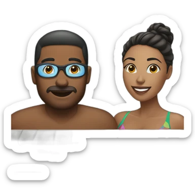 man and beautiful woman in swimming pool sticker
