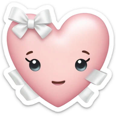 Pastel pink heart with white bow sticker