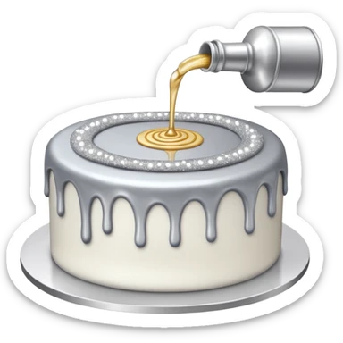 siler glitter being poured onto a cake  sticker