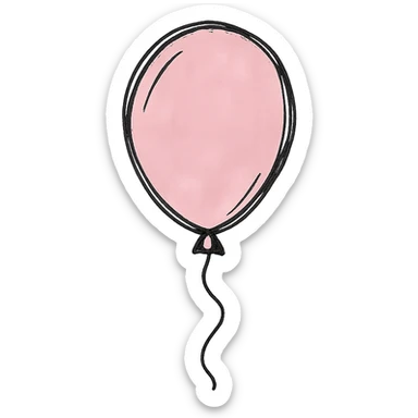 hand drawn outlined icon of a pink balloon, no fill, thick lines sticker