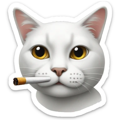 cat white smoking a cigarette sticker
