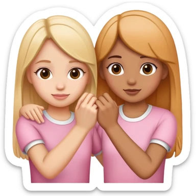 Two girls making a pinky promise  sticker