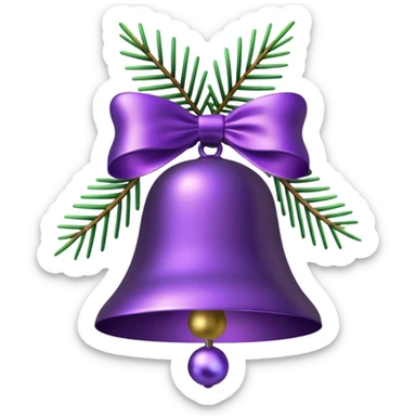  purple christmas bell with pine  sticker