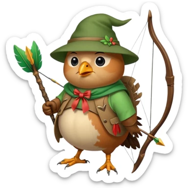 a cute and extremely fat robin bird that looks like robin hood sticker