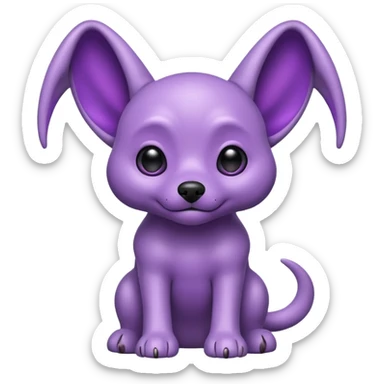 alien dog purple very big folded ear sticker