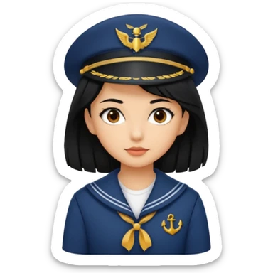 Girl sailor black hair tan skin navy with eyes dark brown sticker